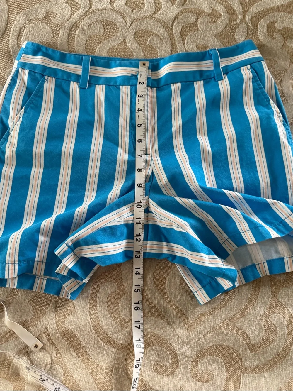 LOFT Outlet Curvy 6” Striped Cotton Shorts Blue White Size 6